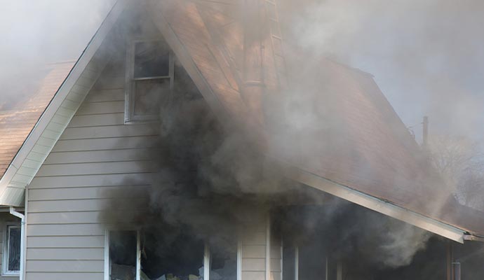 The smoke from the fire damaged the home.