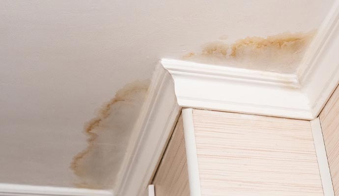 White ceiling water damage